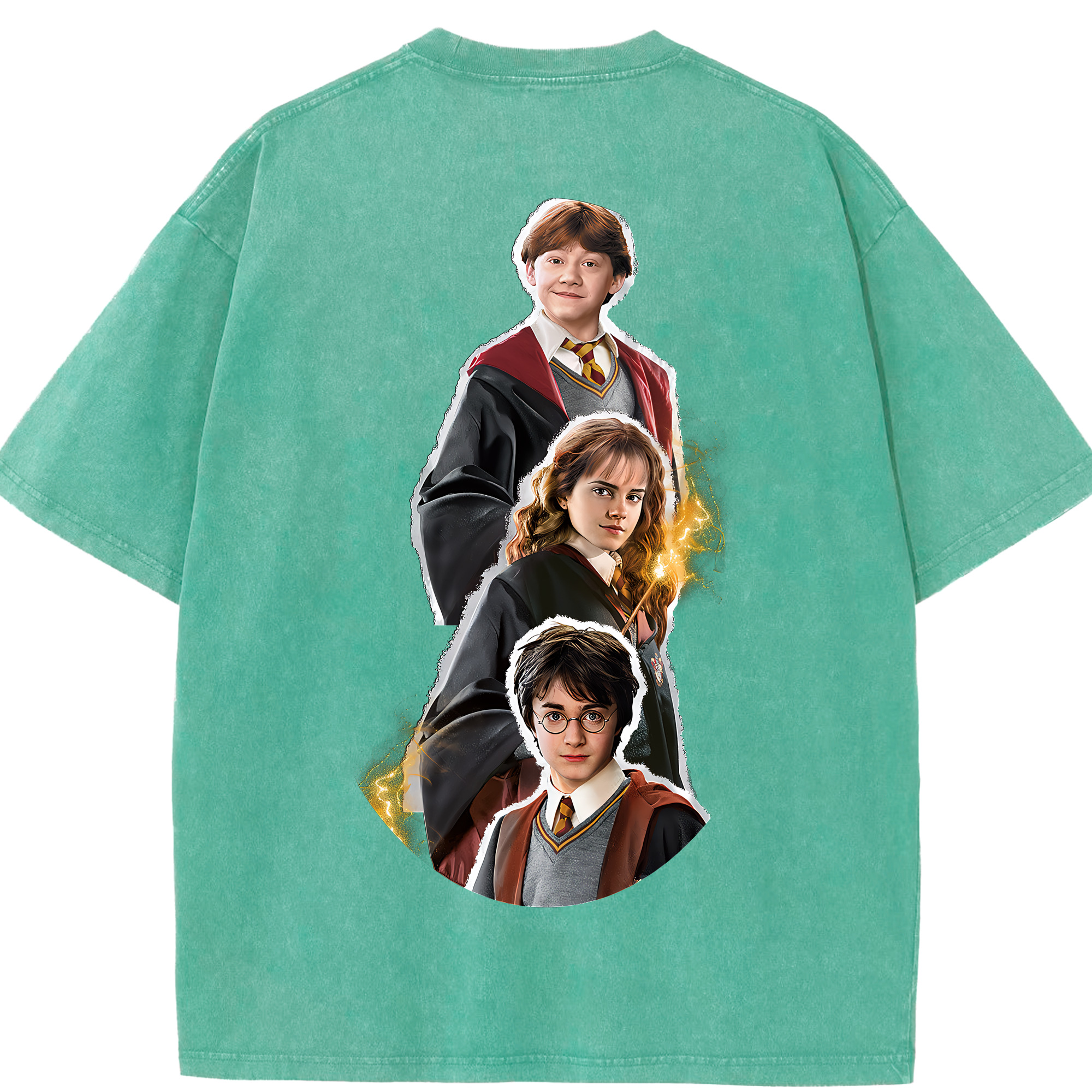 （画像用） Harry Potter ハリー・ポッターシリーズ 綿100% ヴィンテージ風 半袖Tシャツ（背面プリント）